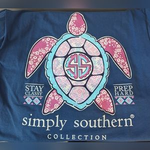 NWT Simply Southern Turtle Long Sleeved Size M Medium Tee Blue Pink